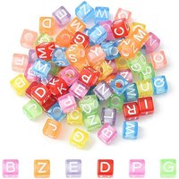 Transparent Acrylic Cube Beads with Random Initial Letters — Jewelry Beads