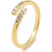 Clear Cubic Zirconia Cuff Ring - 18K Gold Plated Brass Jewelry