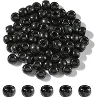 Resin European Beads Large Hole Barrel Beads Black 8x5-6mm — Jewelry Beads