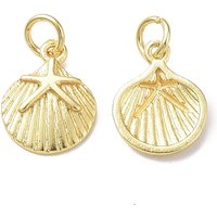 Charm en laiton Rack Plating, coquillage avec étoile de mer, plaqué or 18K