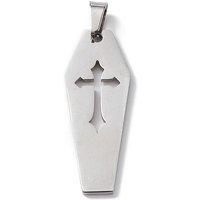 Pendentif en Acier Inoxydable 304 Non-Tarnish, Coffre avec Charme Croix