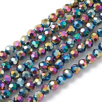 Brins de perles en verre électroplaqué, facettées, rondes, colorées, 4mm — Perles à bijoux