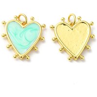 Pendentif en forme de cœur Rack Plating, plaqué or 18K, aquamarine