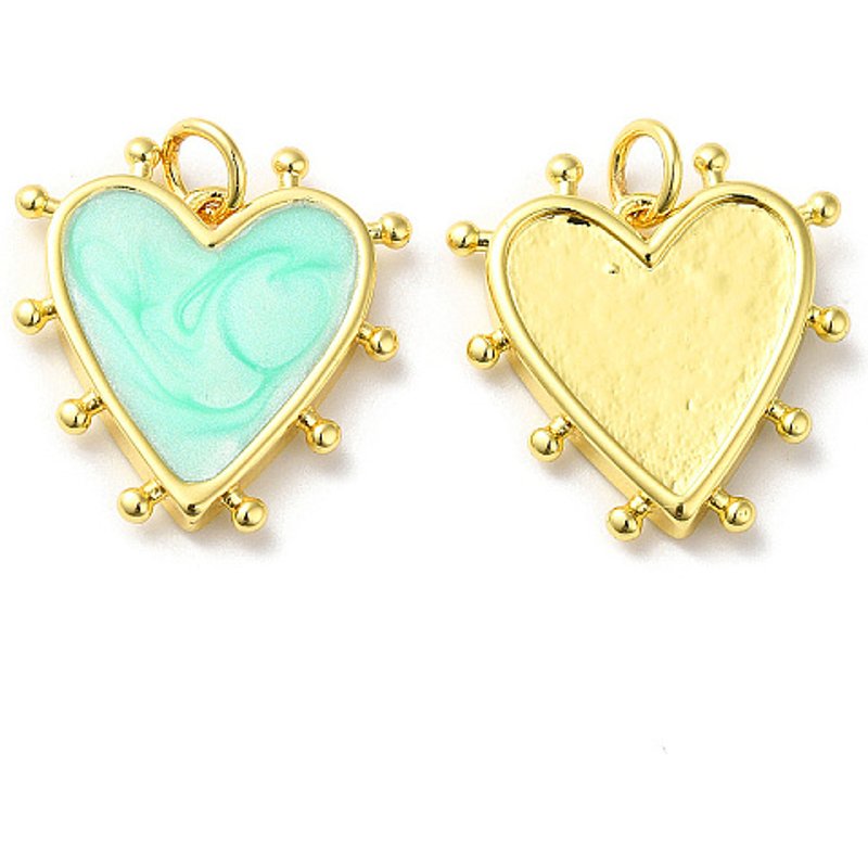 Pendentif en forme de cœur Rack Plating, plaqué or 18K, aquamarine — Breloques et pendentifs