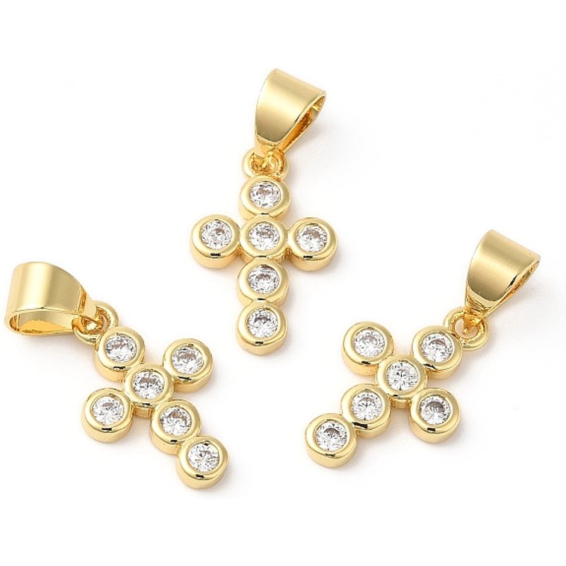 Rack Plating Brass Micro Pave Cubic Zirconia Cross Pendant — Charms & Pendants
