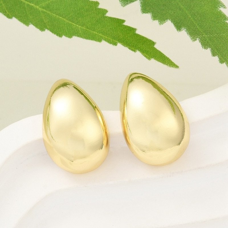 Rack Plating Brass Teardrop Stud Earrings, 18K Gold Plated — Costume Jewelry