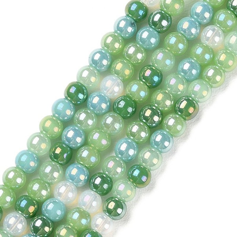 Brins de Perles en Verre Électroplaqué Transparent, Vert Mer Moyen — Perles à bijoux
