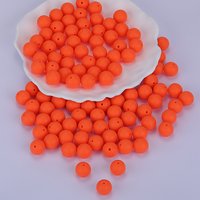 Perles Focal Rondes en Silicone, Corail, 15mm de Diamètre, Trou de 2mm