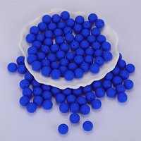 Perles Focales Ronde en Silicone, Bleues, 15mm de Diamètre, Trou de 2mm
