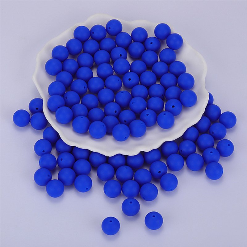Round Silicone Focal Beads, Blue, 15mm Diameter, 2mm Hole — Jewelry Beads