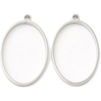 Non-Tarnish 304 Stainless Steel Open Back Bezel Oval Pendants