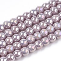 Brins de perles en verre opaque électroplaqué, couleur AB, brun rosé — Perles à bijoux