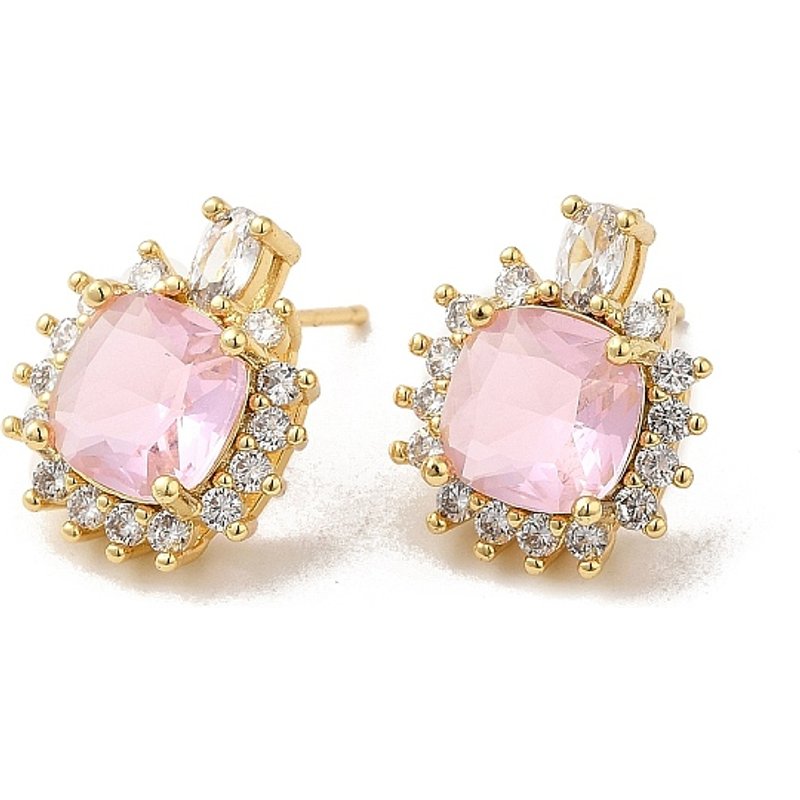Boucles d'oreilles carrées en laiton plaqué or 18K de Rack Plating — Bijoux fantaisie