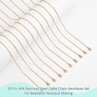 Nbeads Ensemble de 20 Chaines en Acier Inoxydable Doré — Collier pendentif