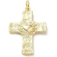 Pendentif en Laiton Écologique Rack Plating avec Charme Croix et Cœur