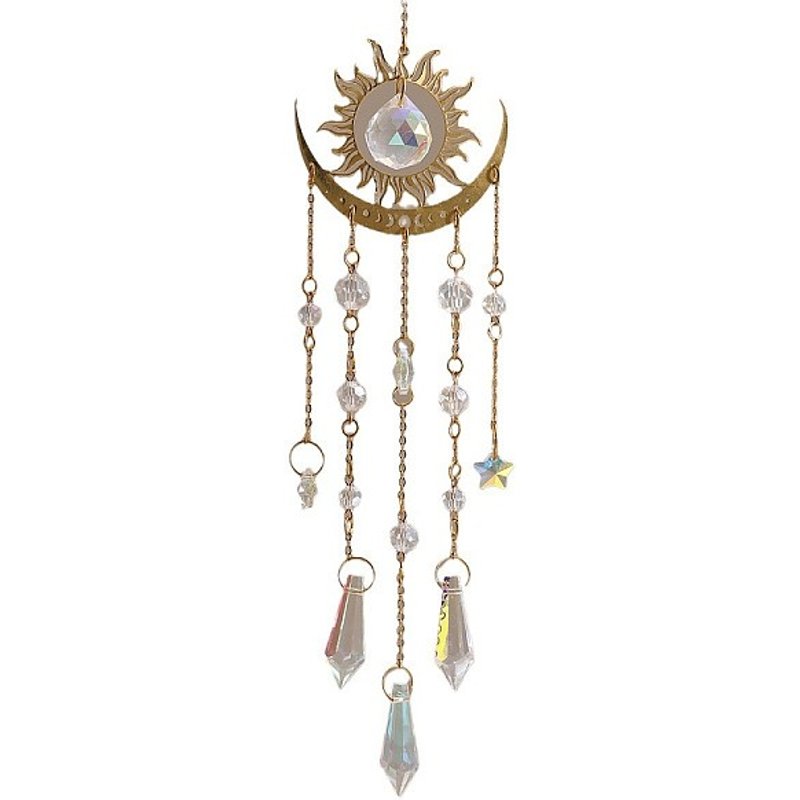 Décorations Pendantes Métal Soleil/Lune avec Charms en Verre — Décoration murale