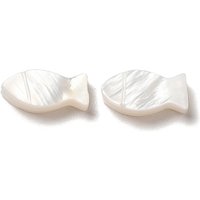 Perles de coquillage d'eau douce naturelles, poisson, blanc, 10x5x2mm — Perles à bijoux