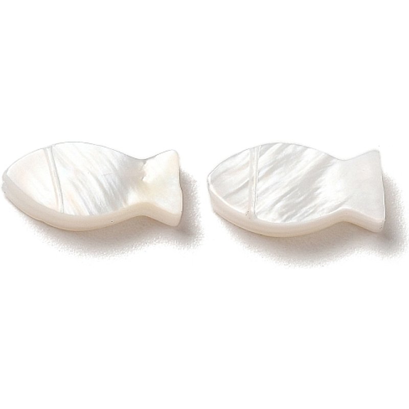 Perles de coquillage d'eau douce naturelles, poisson, blanc, 10x5x2mm — Perles à bijoux