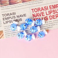 Perles en verre soufflé à la main, Poisson avec motif œil maléfique, bleu Dodger — Perles à bijoux
