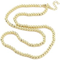 Brass Beaded Necklace, 18K Gold Plated, 17.72 Inch with Extender
