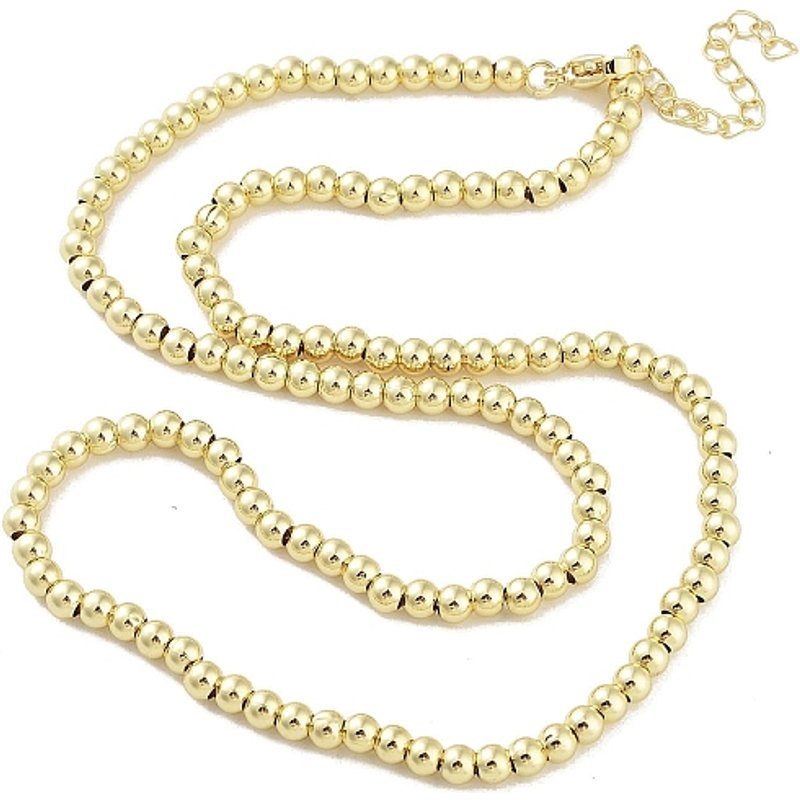 Collier en perles de laiton, plaqué or 18K, 17,72 pouces avec rallonge — Collier pendentif