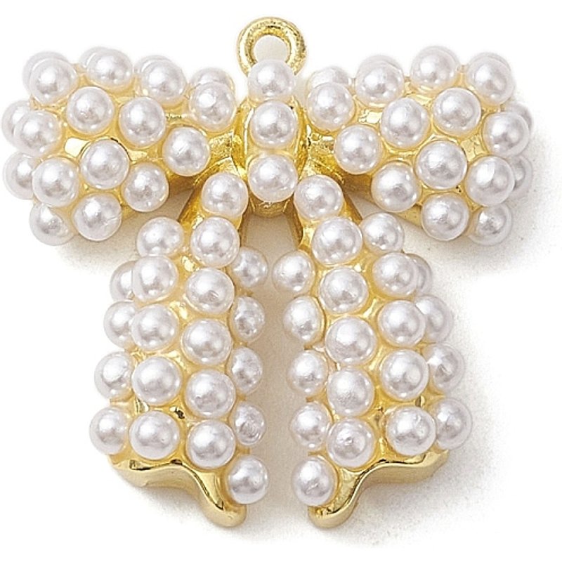 Rack Plating Brass Pendants with Plastic Pearl Beads — Charms & Pendants
