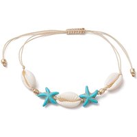 Turquoise Beads and Cowrie Shell Anklet for Women with Starfish Charm