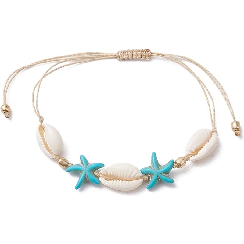 Turquoise Beads and Cowrie Shell Anklet for Women with Starfish Charm — Anklet Women
