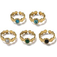 Bague Ajustable en Acier Inoxydable 304 avec Pierre Synthétique — Bijoux fantaisie