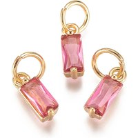 Charms en laiton avec zircon cubique micro pave et anneau, rose vif