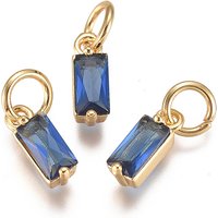 Charms en zircon cubique micro pavé en laiton avec anneau, bleu