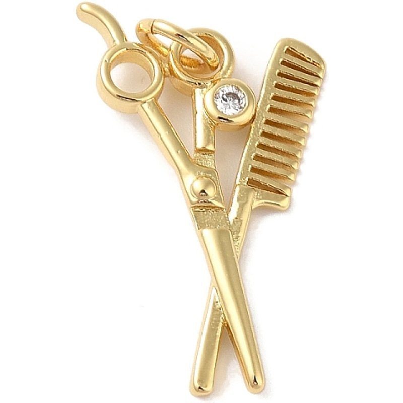Pendentif Ciseaux en Laiton et Zircon Cubique Rack Plating avec Anneau — Breloques et pendentifs