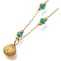 Collier Pendentif en Acier Inoxydable Ionisé 304 avec Coquillage pour Femmes