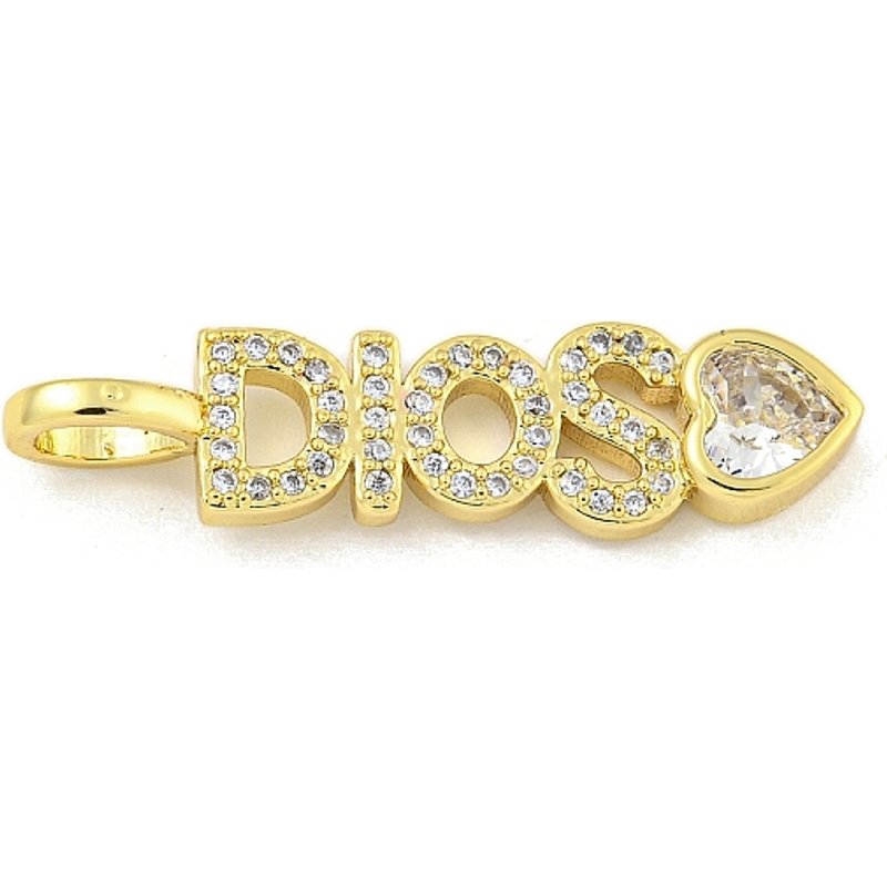 Word Dios Rack Plating Brass Micro Pave Clear Zirconia Pendant — Charms & Pendants