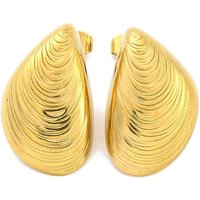 Boucles d'oreilles en acier inoxydable plaqué or 18K en forme de coquillage