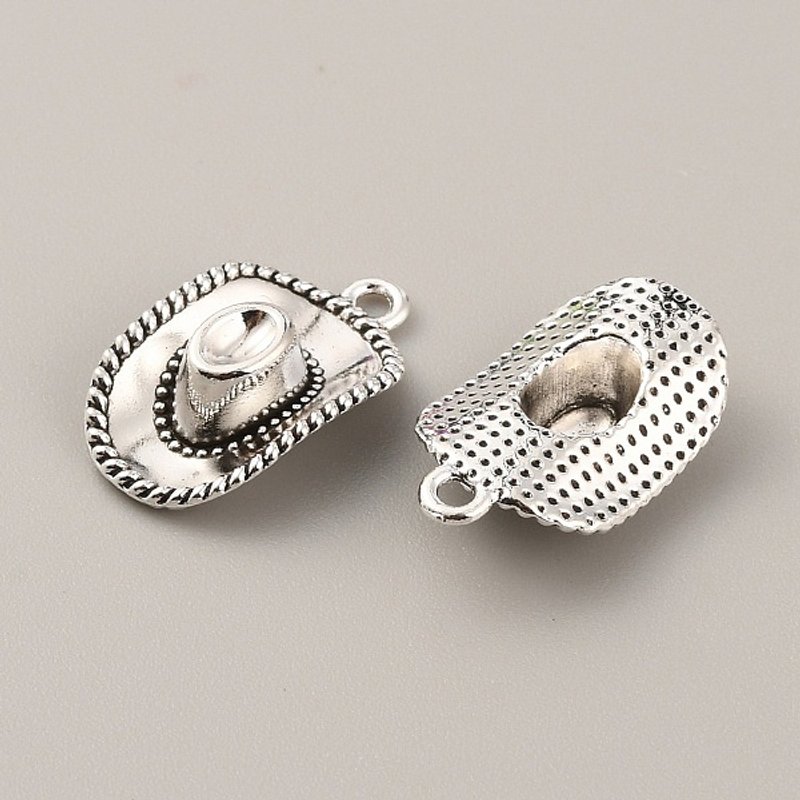 Tibetan Style Cowboy Hat Charms in Antique Silver — Charms & Pendants