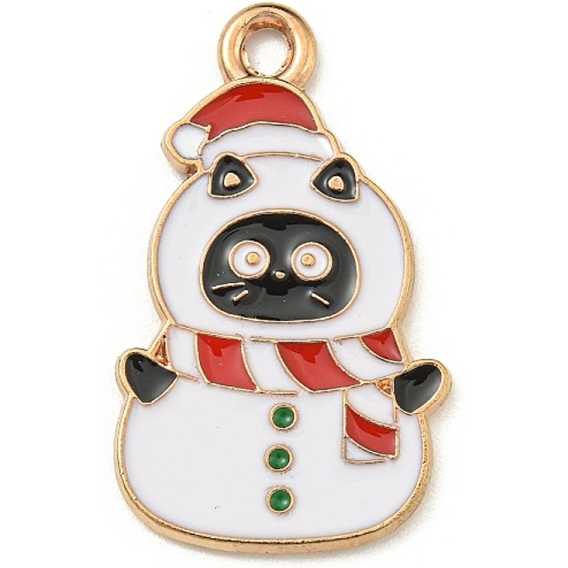 Pendentif en Émail Alliage Noël Chat et Bonhomme de Neige — Breloques et pendentifs