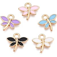 Light Gold Dragonfly Charm in Mixed Colors