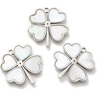 Charm en Acier Inoxydable 304 avec Pave Shell en Forme de Trèfle — Breloques et pendentifs