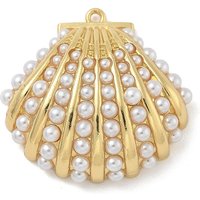 Rack Plating Brass Scallop Pendant with 18K Gold Plating — Charms & Pendants