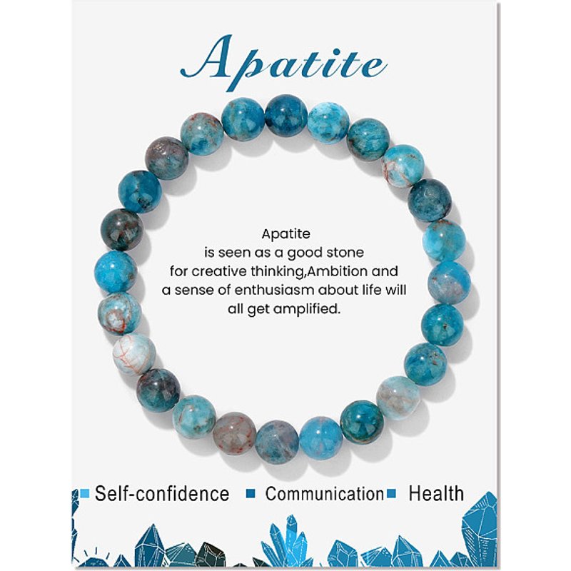Bracelet Élastique Ronde en Apatite Naturelle, 7,5 pouces — Bracelet Femme