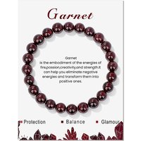 Bracelet Élastique en Grenat Naturel, Rond, 7-1/2 pouces — Bracelet Femme