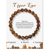 Bracelet en perles d'œil de tigre naturel, rond, 7,5 pouces