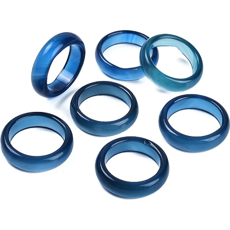 Bagues en agate naturelle teintée pour femmes, bleu marin, 5.5mm — Bijoux fantaisie