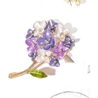 Hydrangea Enamel Pins Alloy Rhinestone Brooches Medium Orchid — Brooches