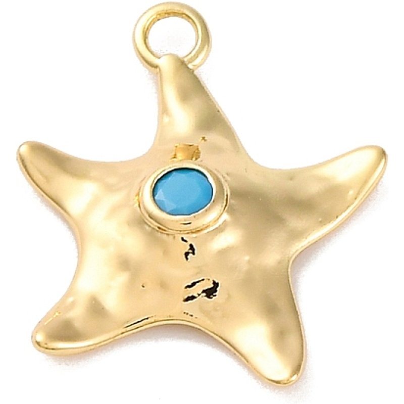 Synthetic Turquoise Starfish Charms with Brass Settings — Charms & Pendants
