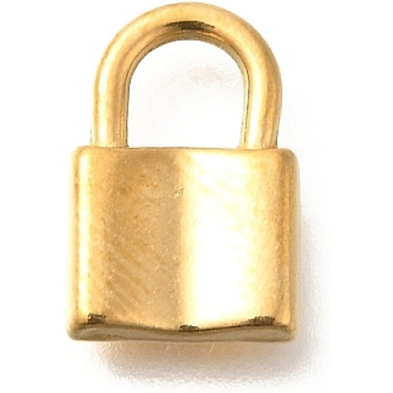 Ion Plating 304 Stainless Steel Padlock Charm, 18K Gold Plated — Charms & Pendants