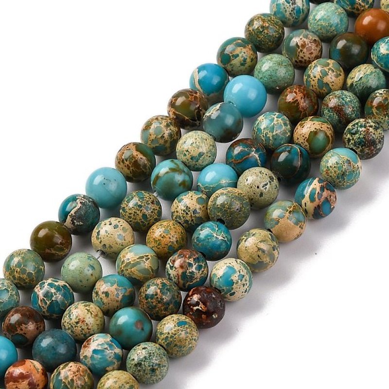 Perles teintes en Regalite/Jaspe impérial/Jaspe de sédiment marin — Perles à bijoux