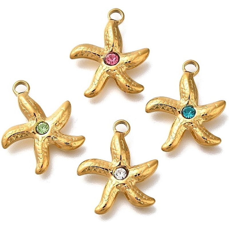Pendentif étoile de mer en acier inoxydable 304 avec strass — Breloques et pendentifs