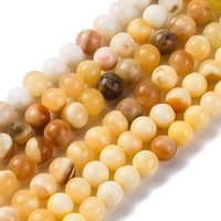 Fils de perles de jade jaune naturel, rond, 6mm, 62pcs/fils — Perles à bijoux